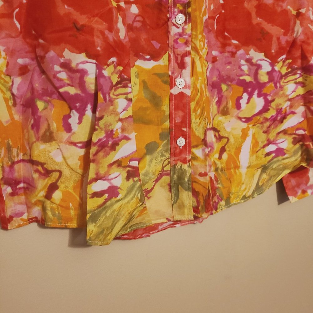 J. Crew Factory | Women's Floral Print The Perfect Button-Down Shirt (Size XL) - Picture 7 of 11